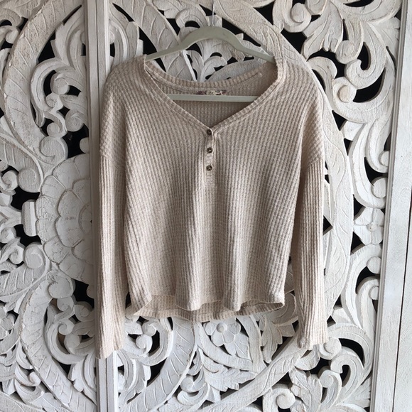 Urban Outfitters Sweaters - URBAN OUTFITTERS BLUSH WAFFLE LONG SLEEVE